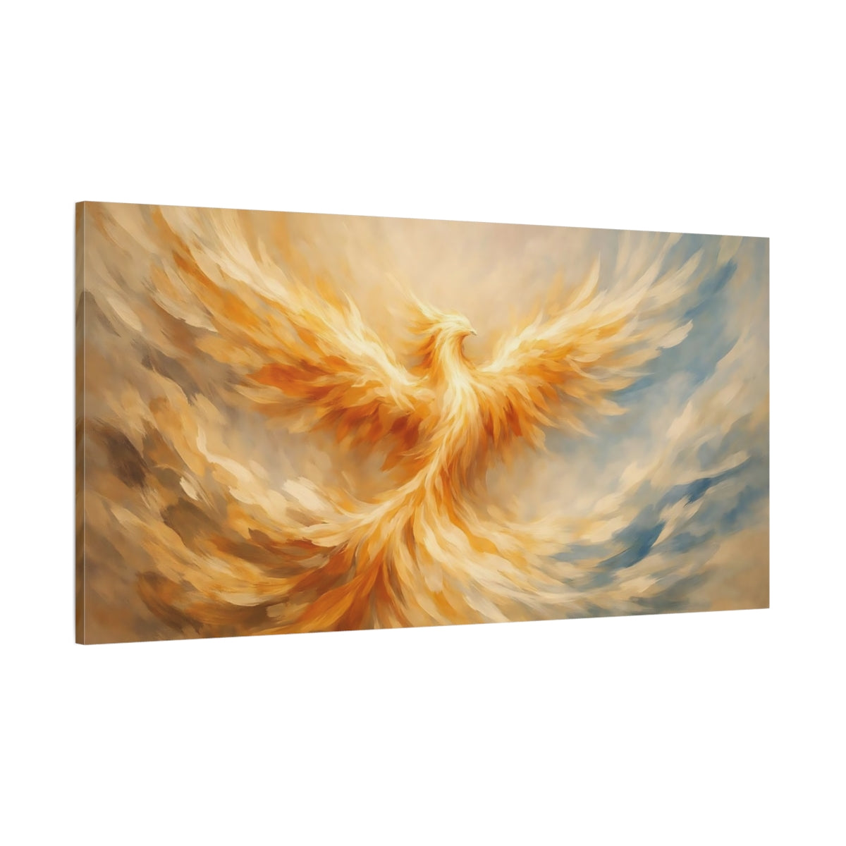 Main Mockup. Fairytale Phoenix Golden Phoenix shown as stretched canvas wall art