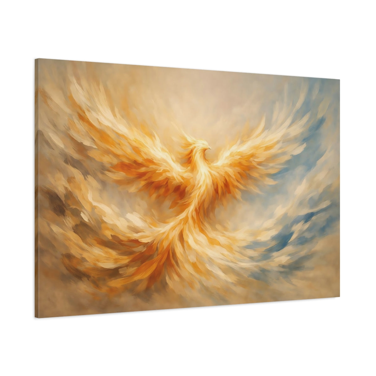 Main Mockup. Fairytale Phoenix Golden Phoenix shown as stretched canvas wall art
