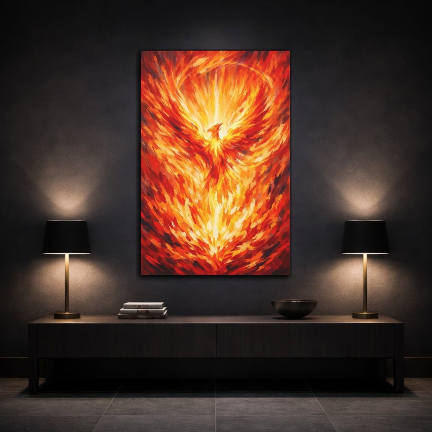 Fairytale Phoenix Red Orange - Canvas Wall Art Print - YesArtYes