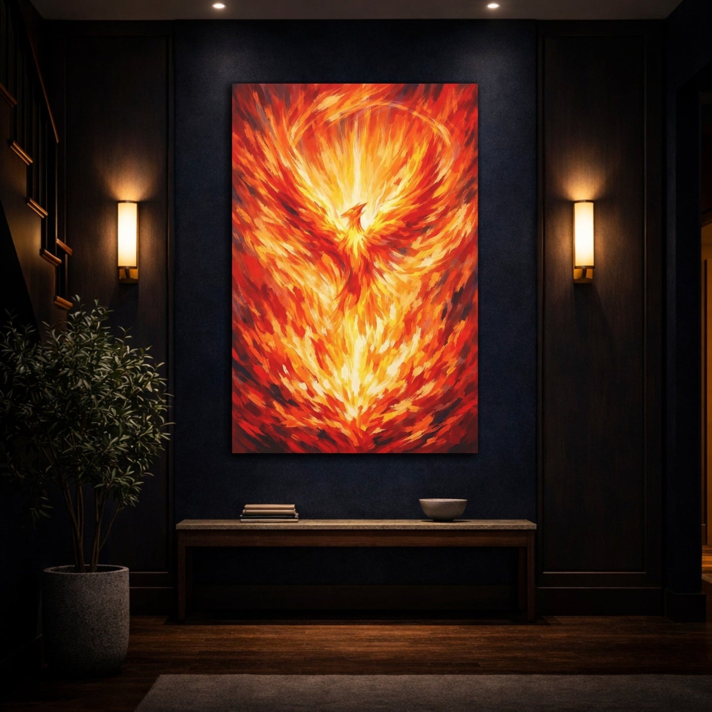 Fairytale Phoenix Red Orange - Canvas Wall Art Print - YesArtYes