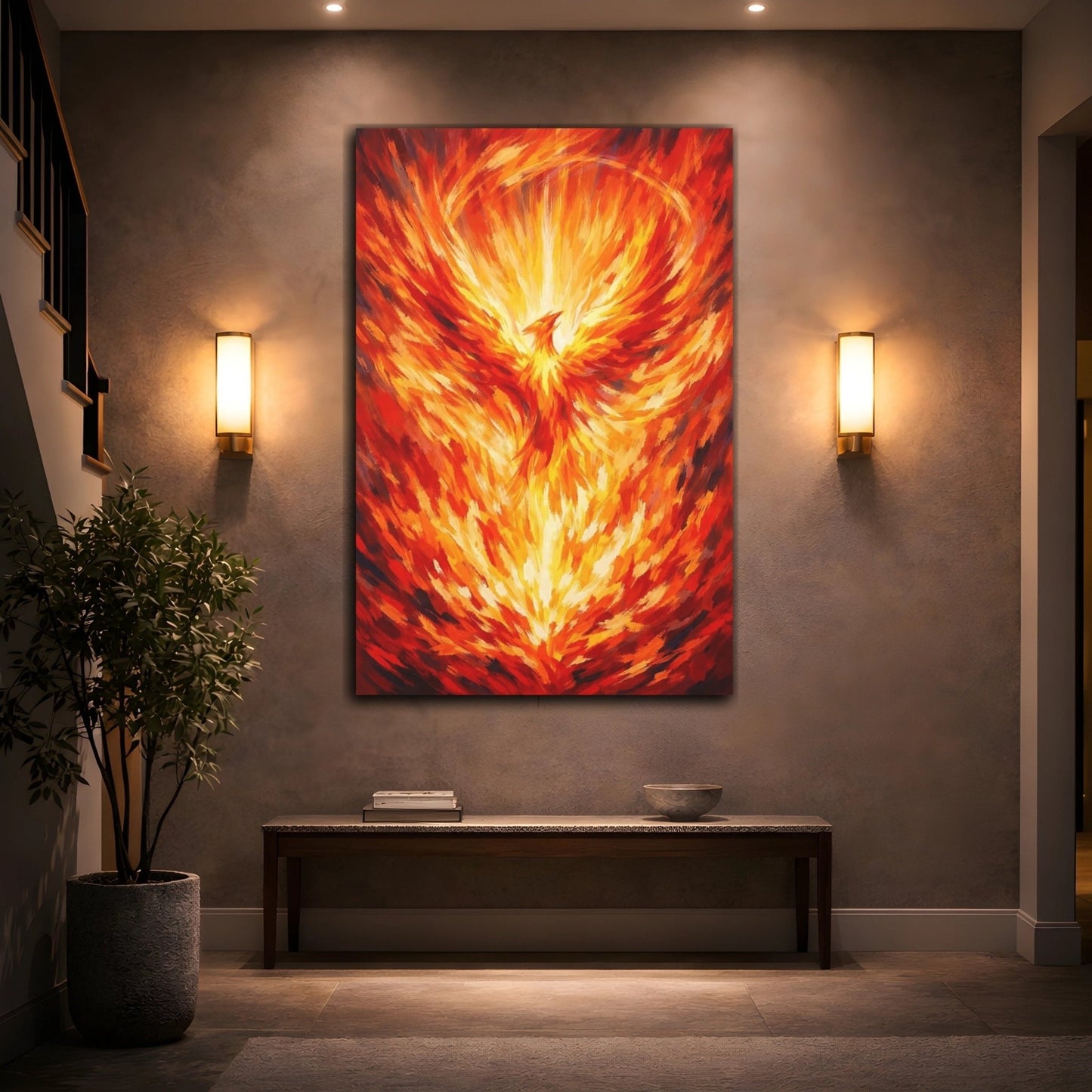 Fairytale Phoenix Red Orange - Canvas Wall Art Print - YesArtYes