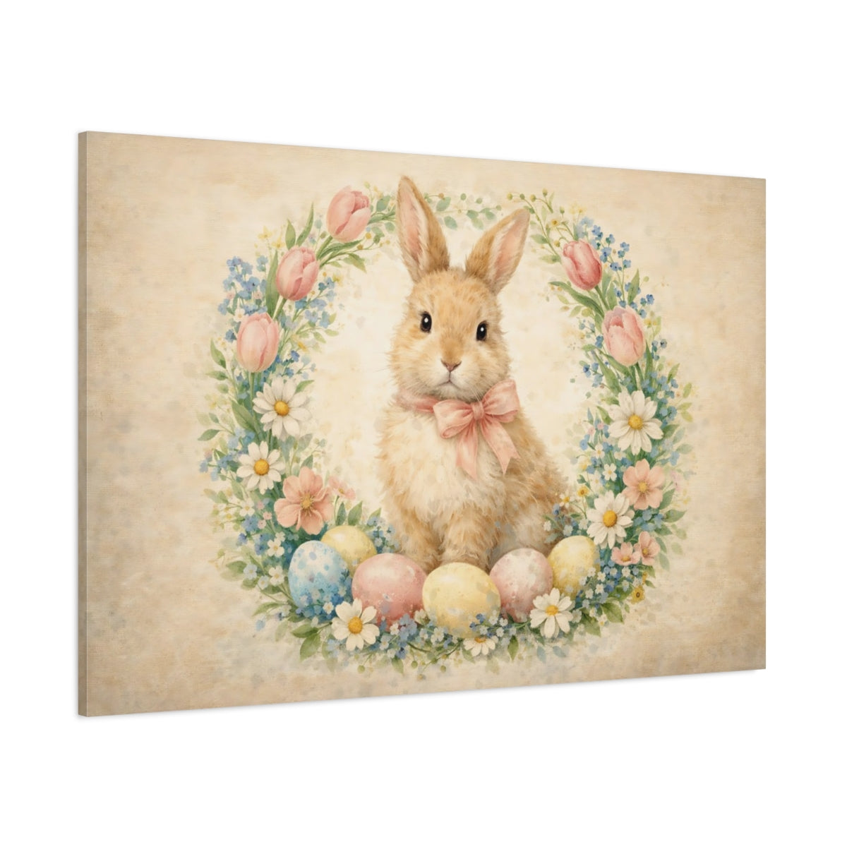 Fairytale Rabbit Pastel Easter Bunny shown as stretched canvas wall art
