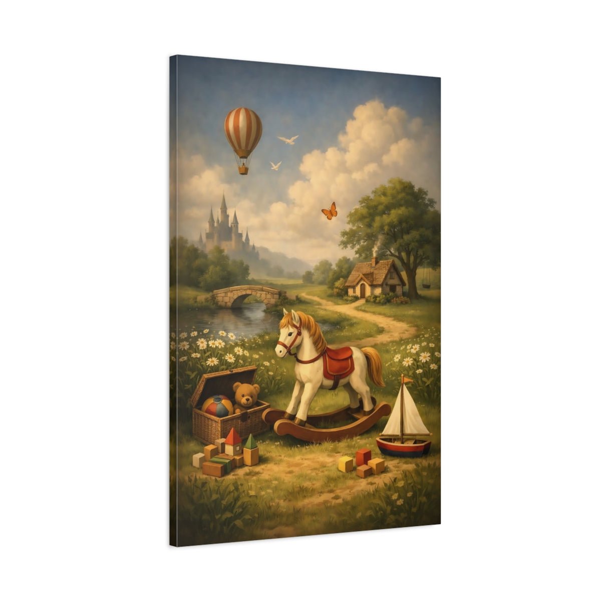 Fairytale Rocking Horse Whimsical - Canvas Wall Art Print - YesArtYes
