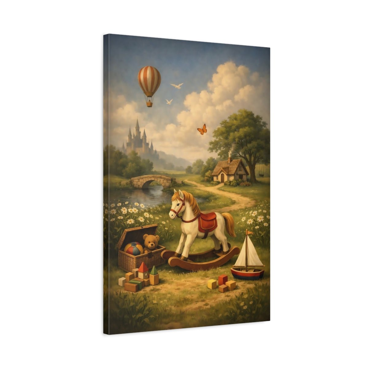 Fairytale Rocking Horse Whimsical - Canvas Wall Art Print - YesArtYes
