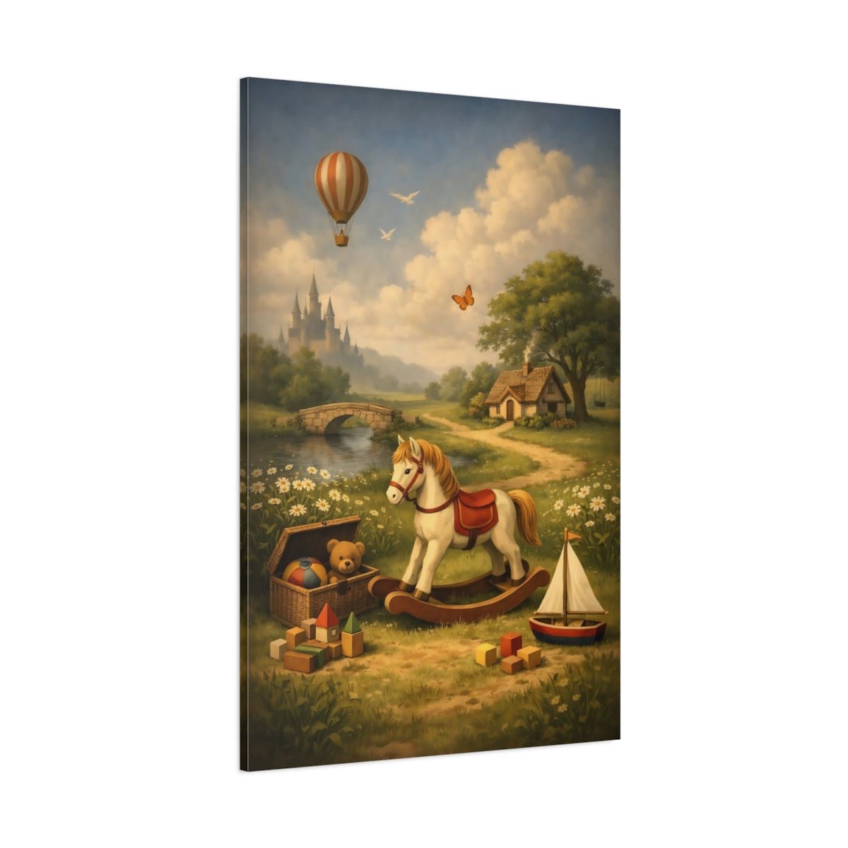Fairytale Rocking Horse Whimsical - Canvas Wall Art Print - YesArtYes