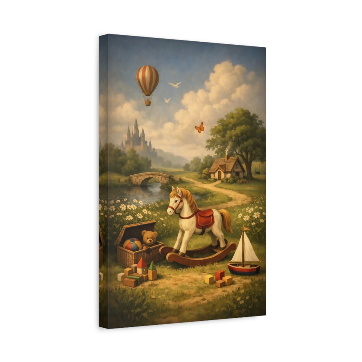 Fairytale Rocking Horse Whimsical - Canvas Wall Art Print - YesArtYes