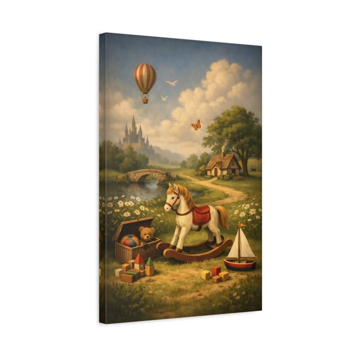 Fairytale Rocking Horse Whimsical - Canvas Wall Art Print - YesArtYes