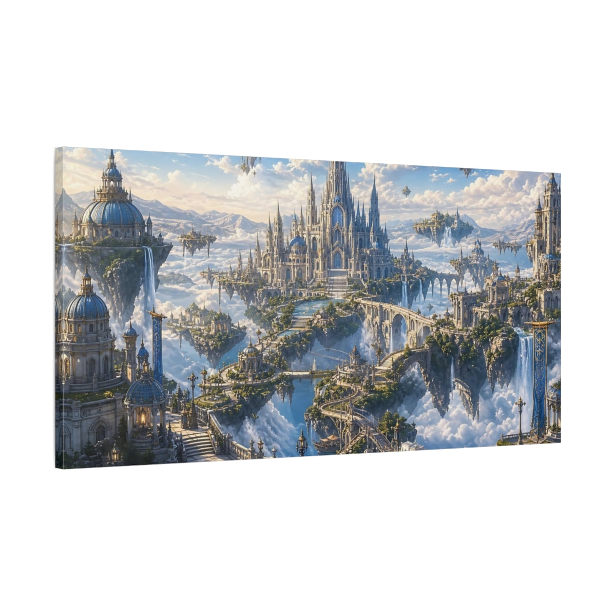 Main Mockup. Fairytale Sky City Fantasy Sky City shown as stretched canvas wall art