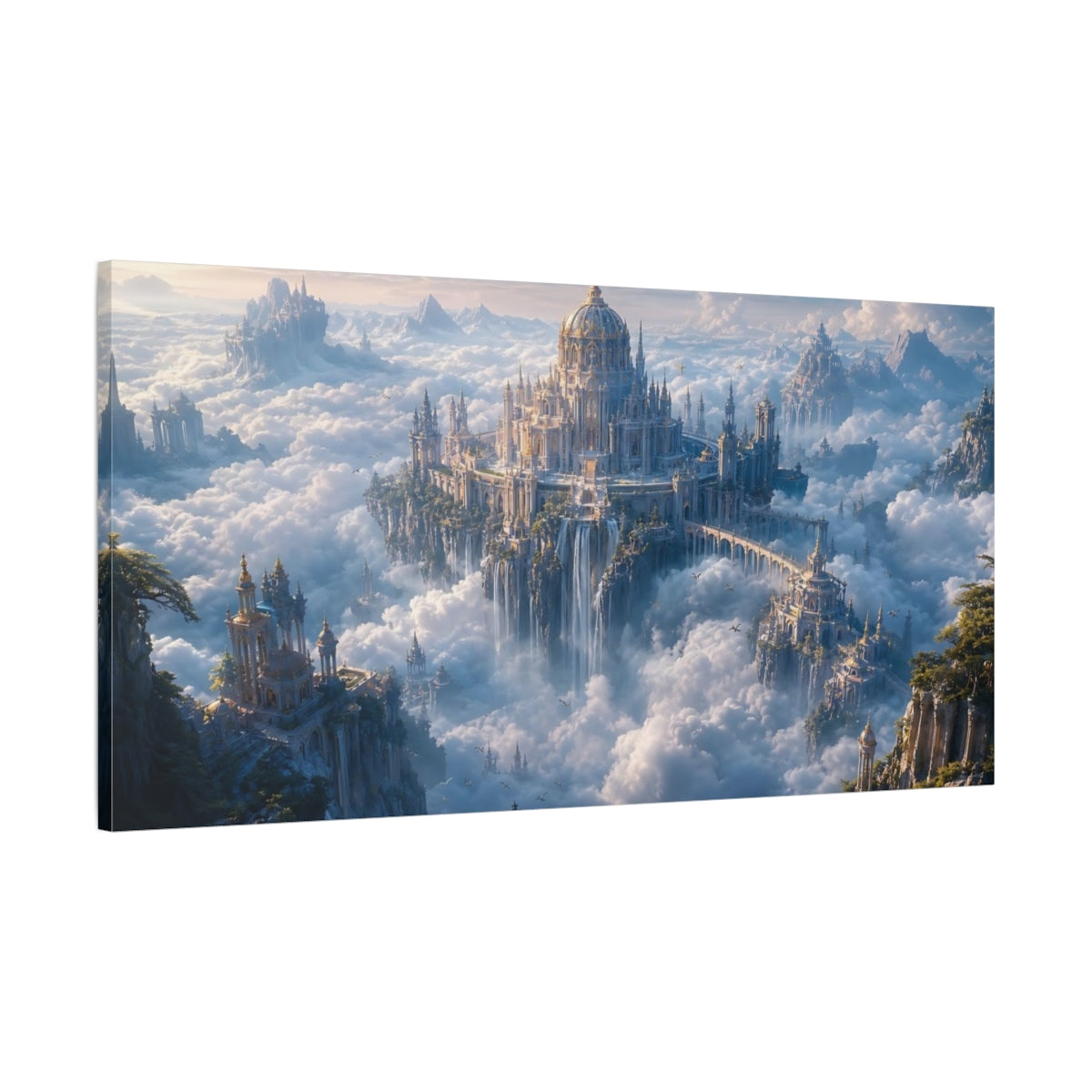 Main Mockup. Fairytale Sky City Sky City Landscape shown as stretched canvas wall art