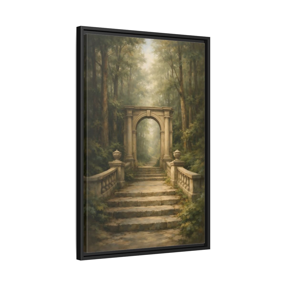 Fairytale Stone Archway Forest - Framed Canvas Wall Art Print - YesArtYes