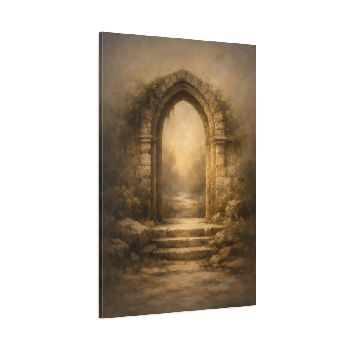 Main Mockup. Fairytale Stone Archway Rustic Archway shown as stretched canvas wall art