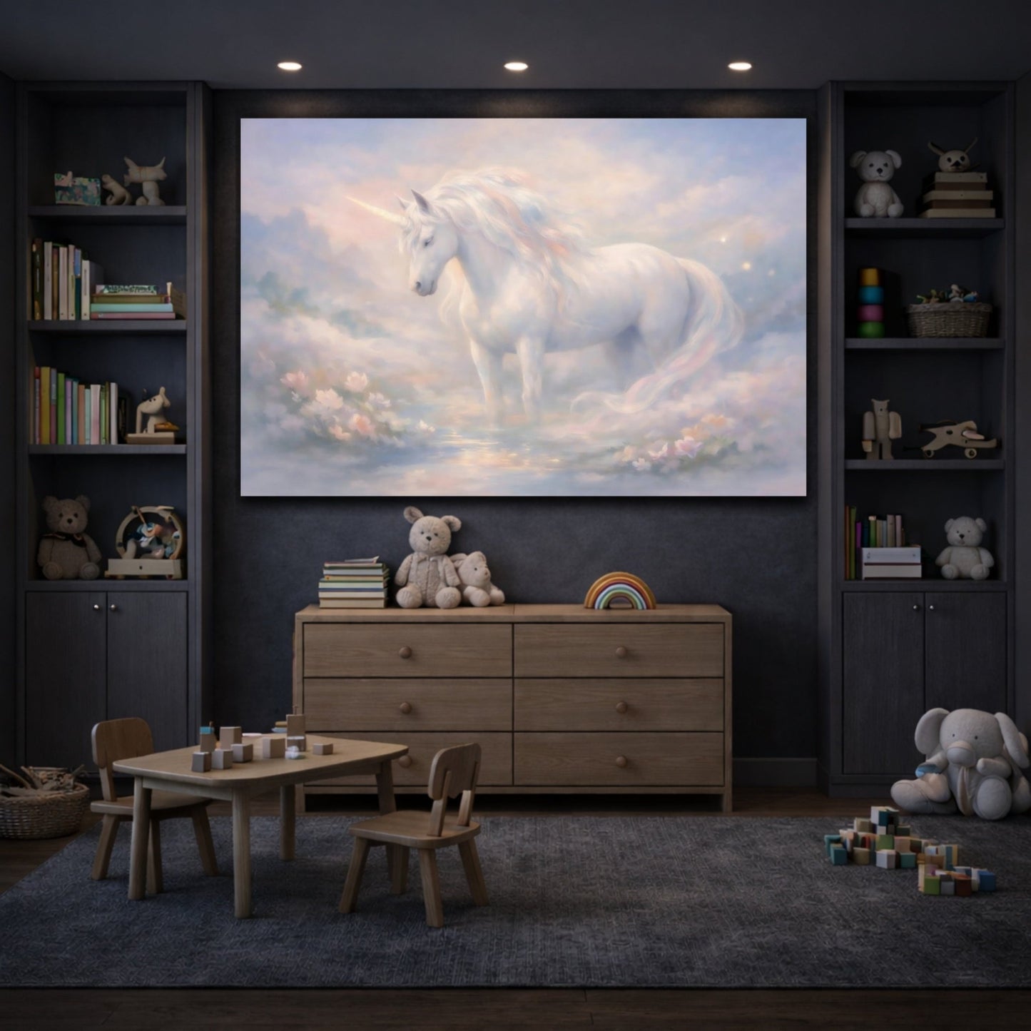 Fairytale Unicorn Pastel - Canvas Wall Art Print - YesArtYes
