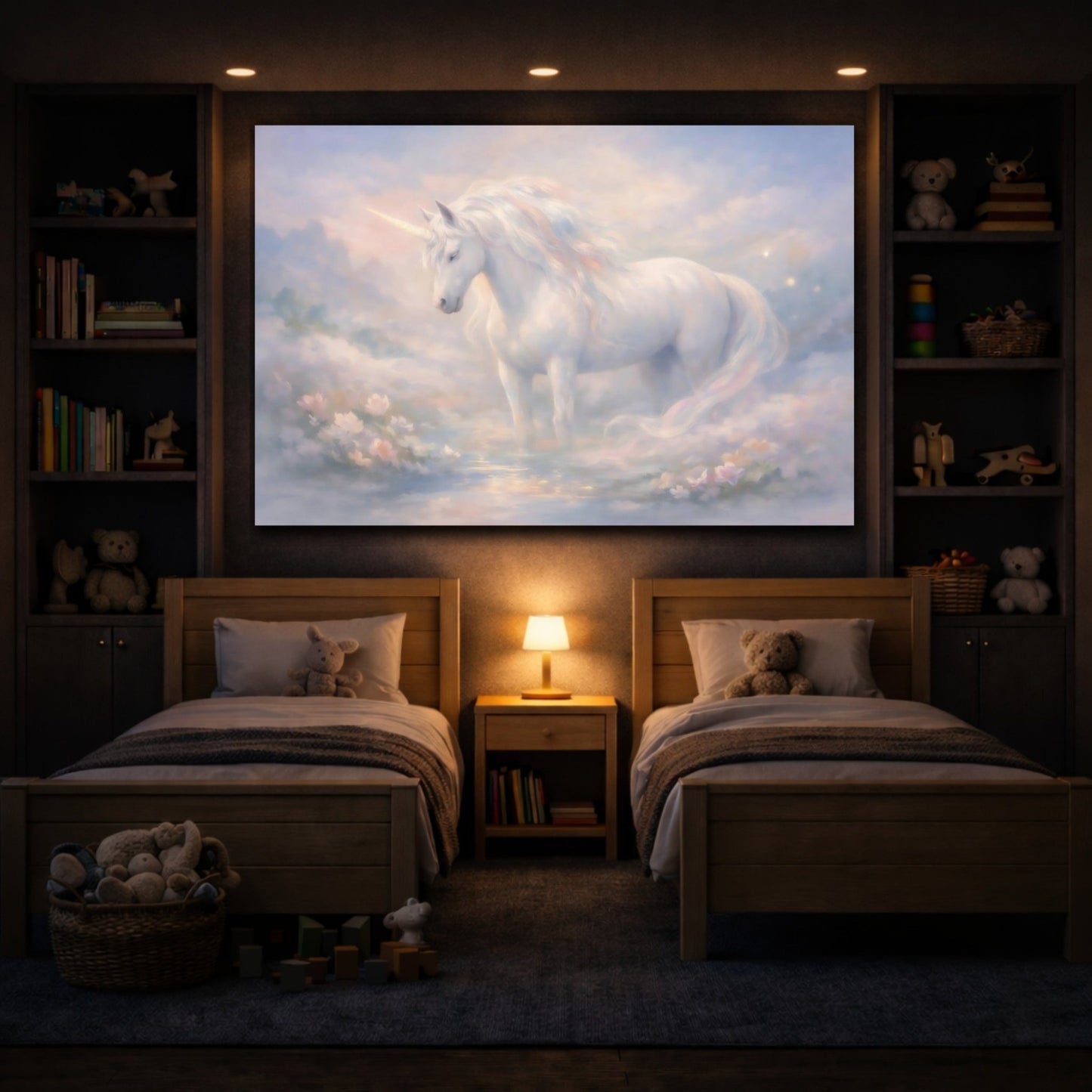 Fairytale Unicorn Pastel - Canvas Wall Art Print - YesArtYes