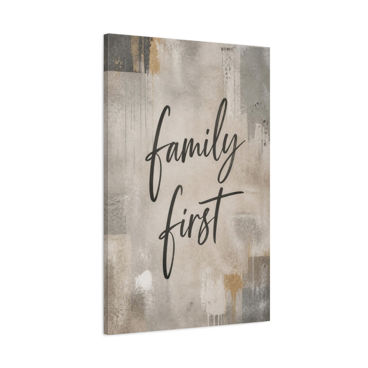 Main Mockup. Family First Quote shown as canvas print