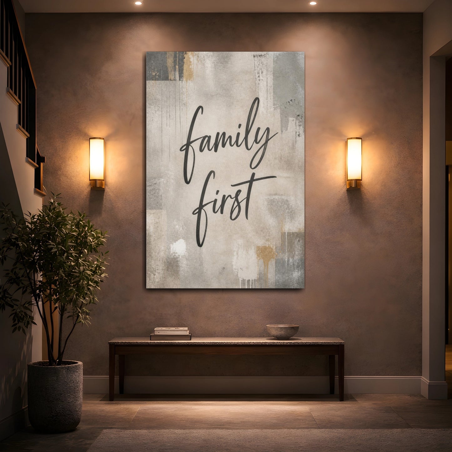 Mockup 2. Family First Quote shown as canvas print