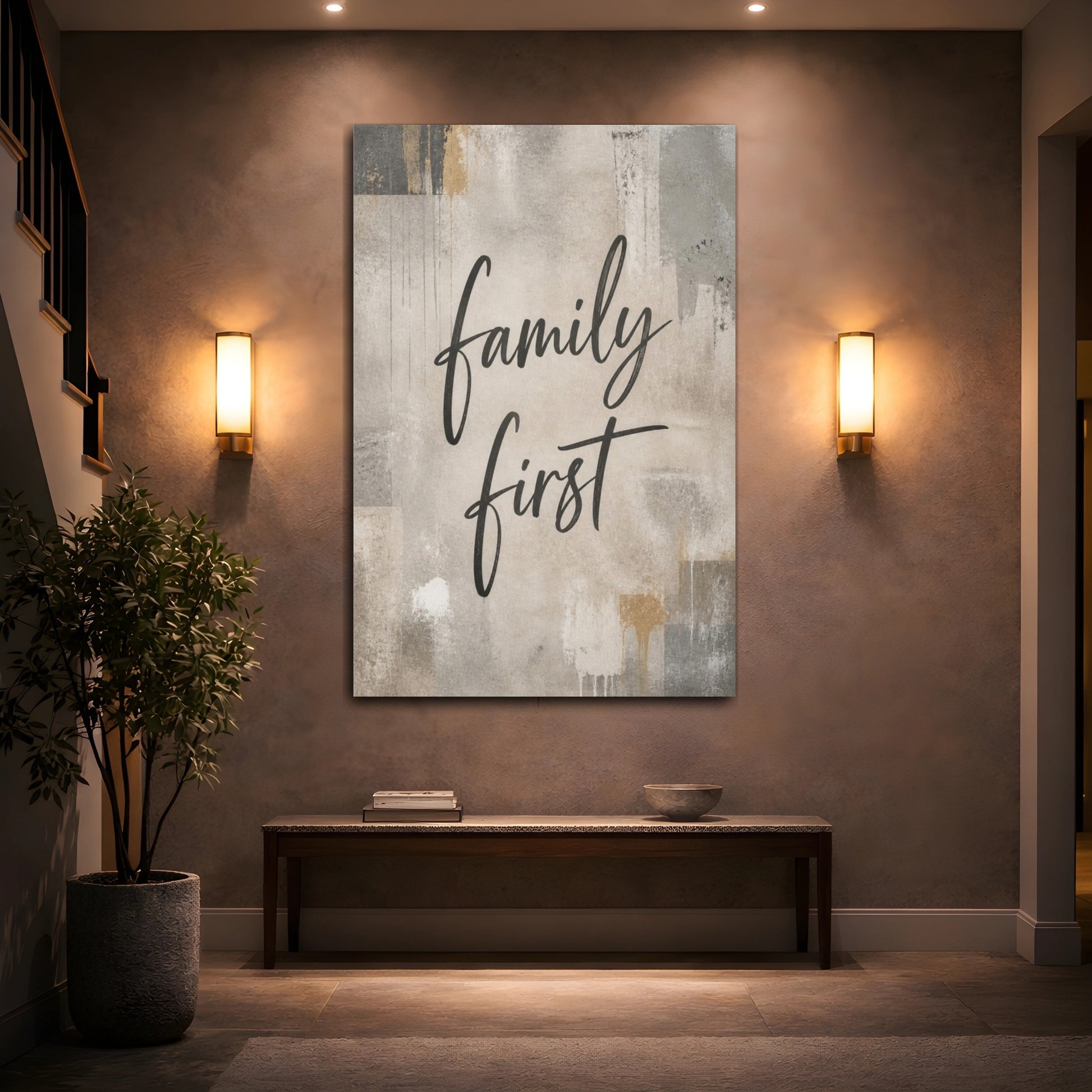 Mockup 2. Family First Quote shown as canvas print