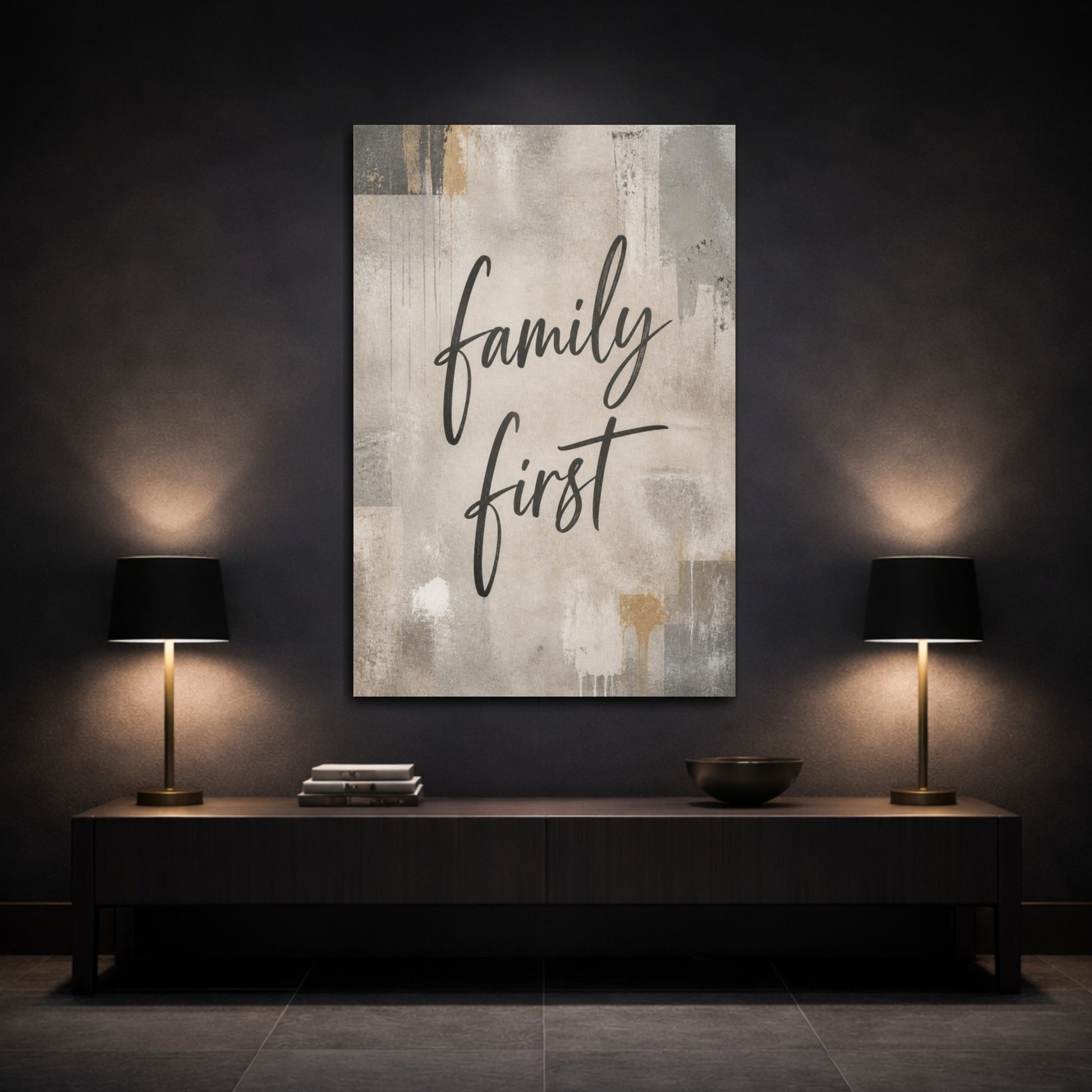 Mockup 3. Family First Quote shown as canvas print