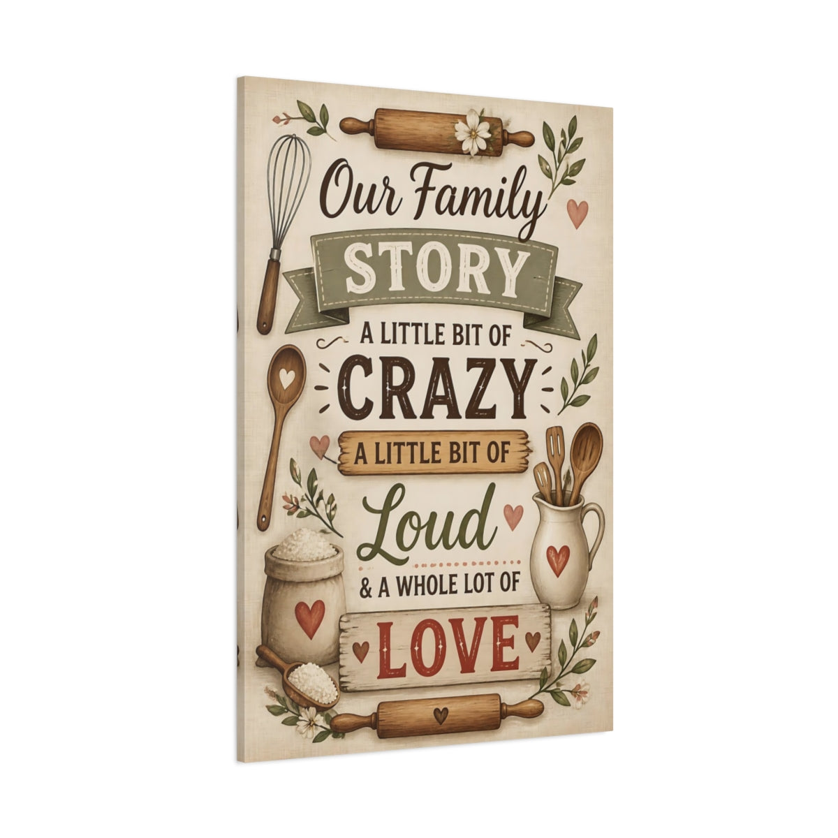 Side Mockup 1. Family Quote Sign shown as canvas print