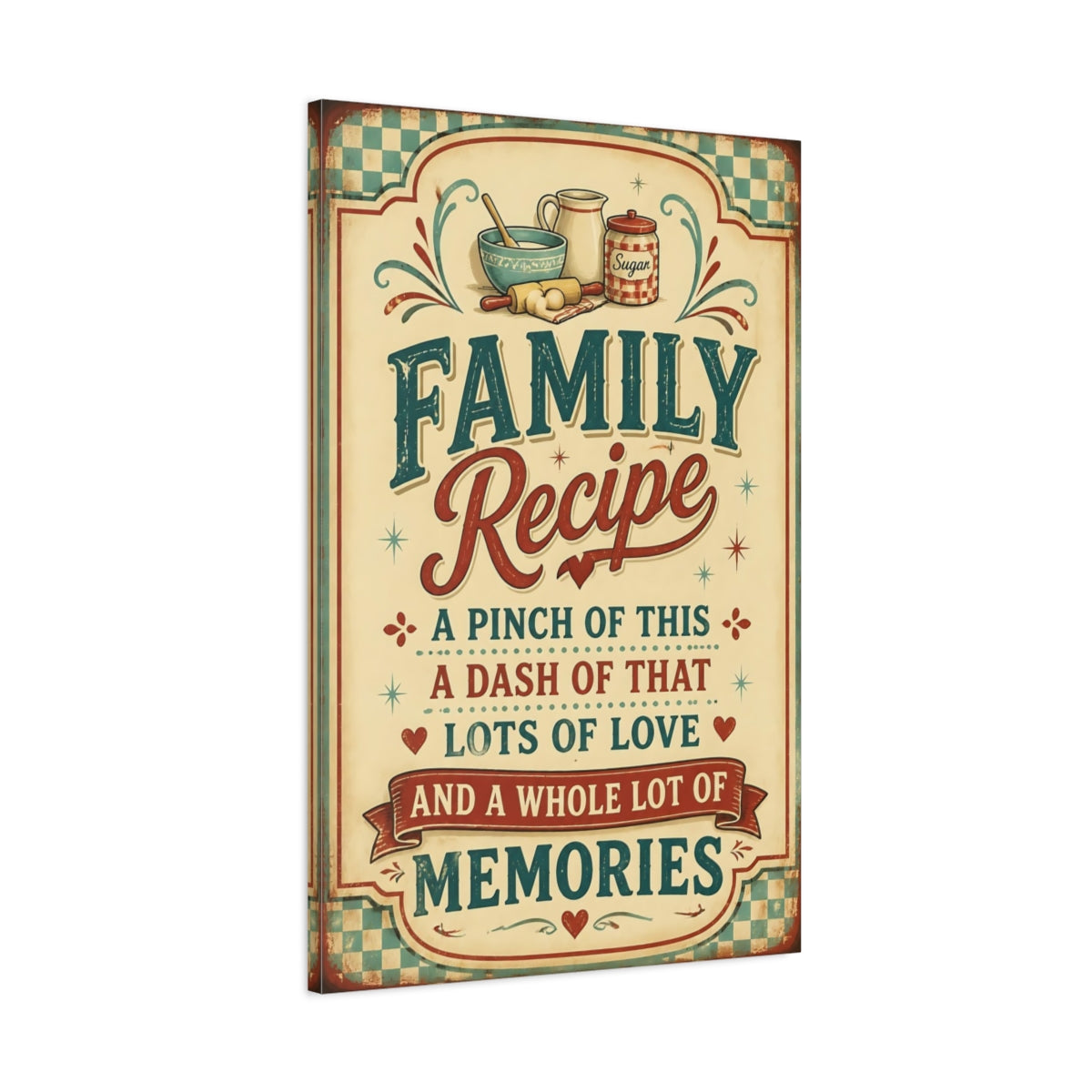 Main Mockup. Family Recipe Quotes Sign shown as canvas print