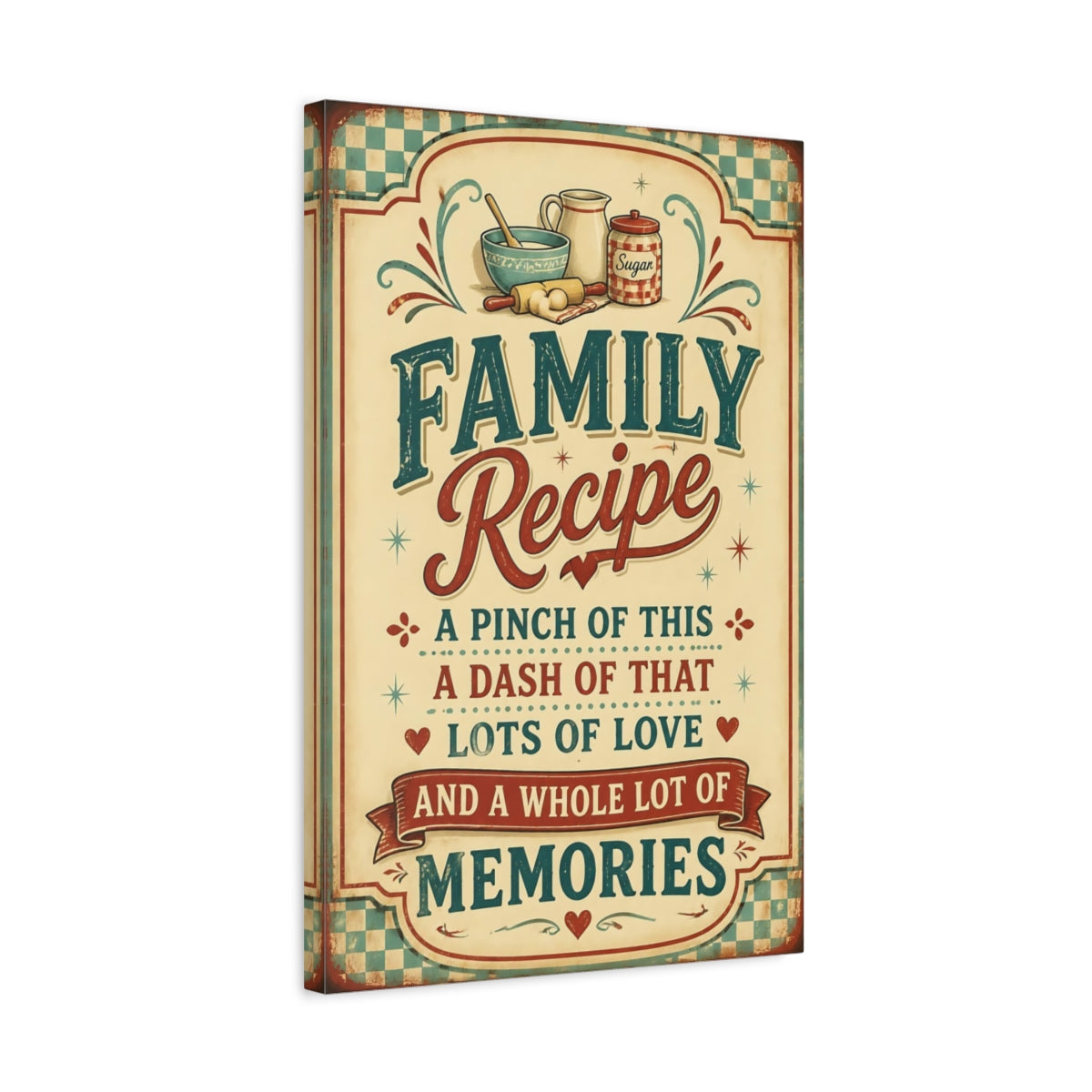Side Mockup 3. Family Recipe Quotes Sign shown as canvas print