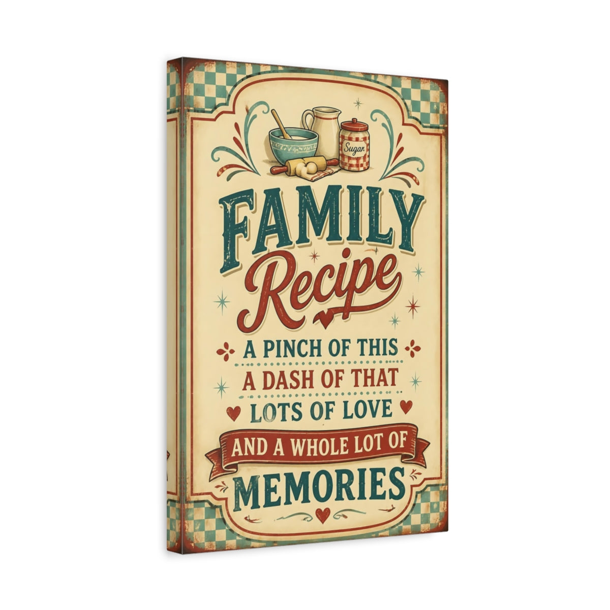 Side Mockup 4. Family Recipe Quotes Sign shown as canvas print