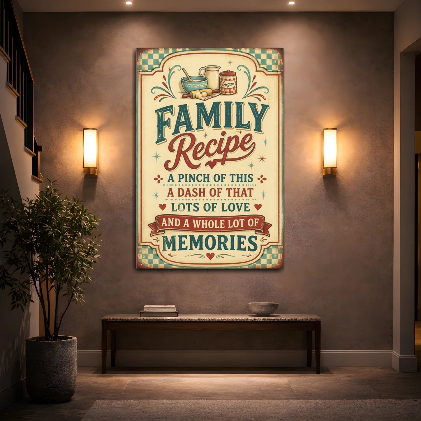 Mockup 2. Family Recipe Quotes Sign shown as canvas print
