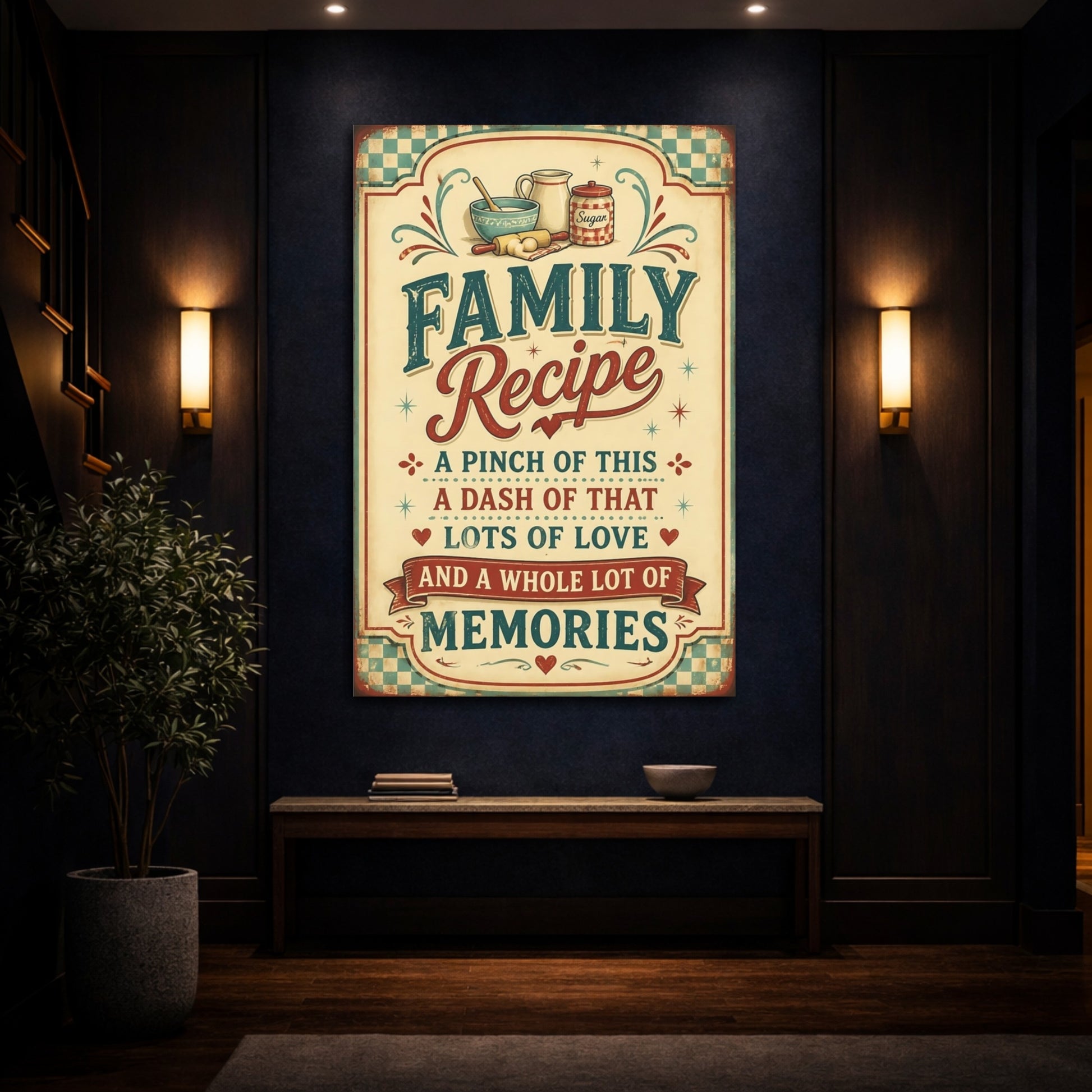 Mockup 4. Family Recipe Quotes Sign shown as canvas print