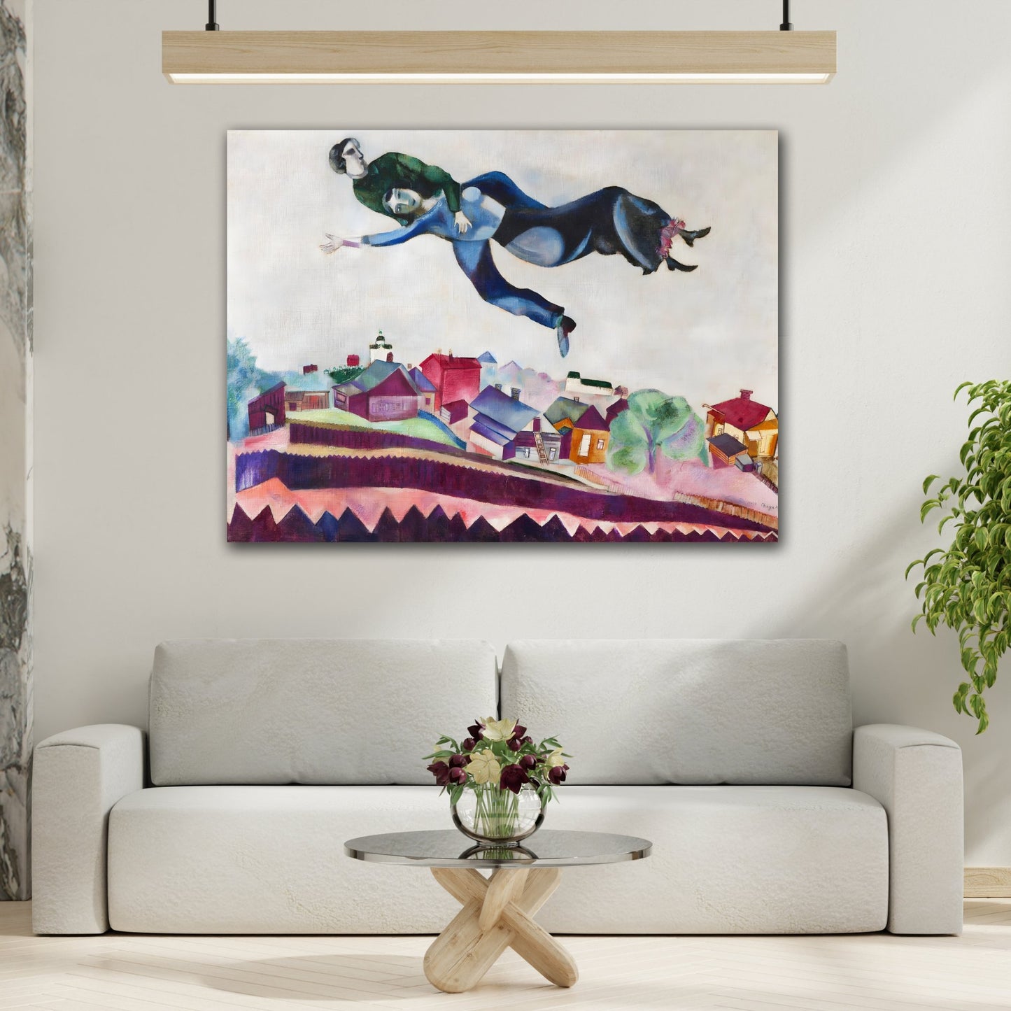 Famous Artist Framed Print Canvas Reproduction - Marc Chagall Above the City Wall Art Print