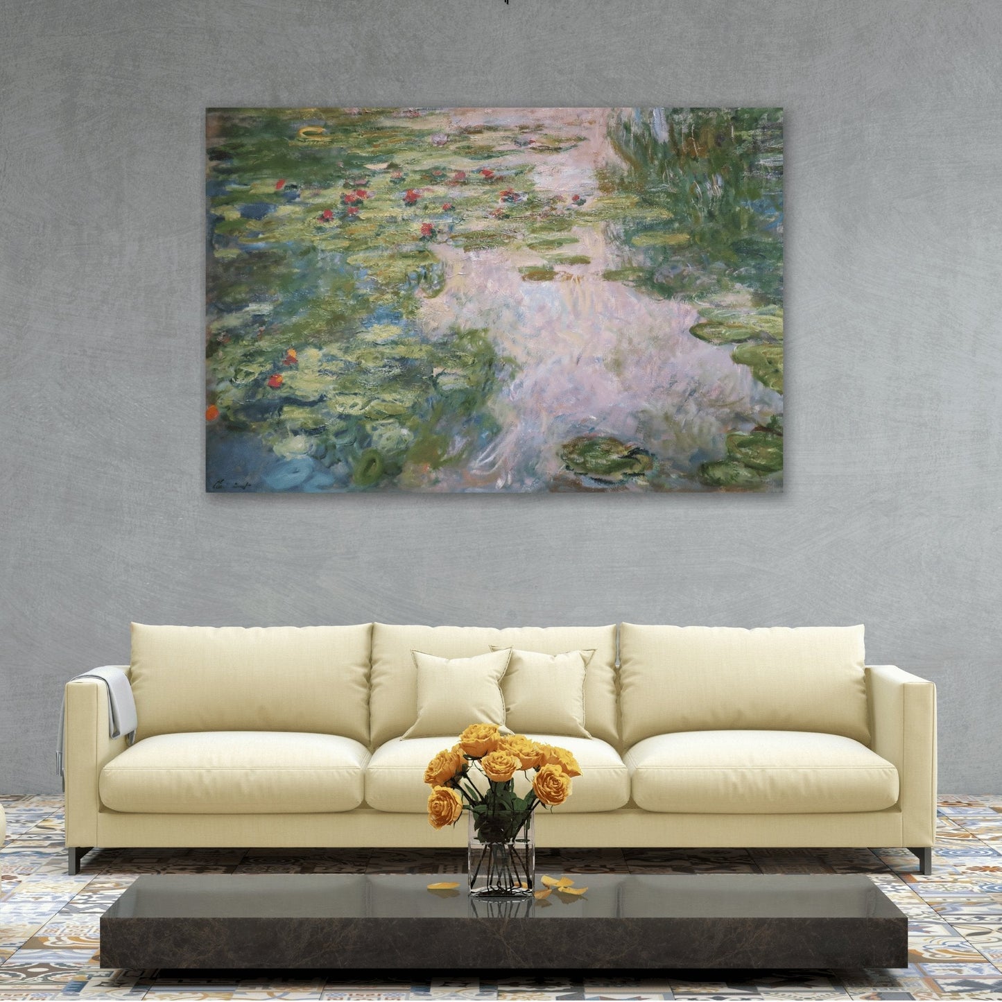 Famous Artist Painting Monet Water Lilies Canvas Print - Modern and Contemporary Wall Art for Living Room