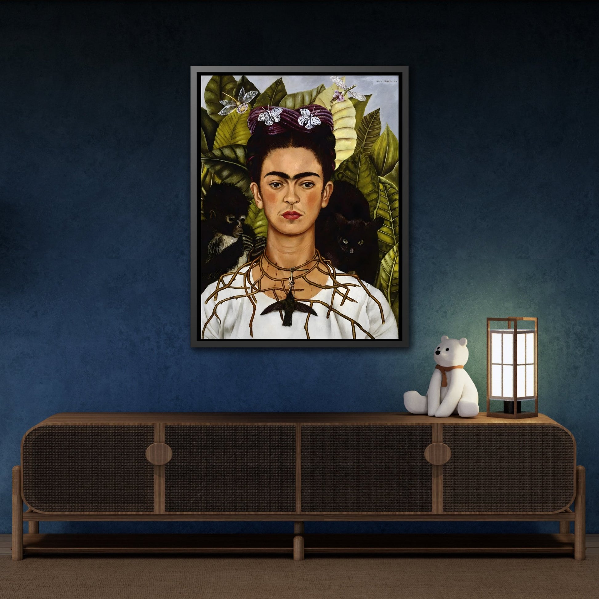 Famous Mexican Canvas Print in Exclusive Frame - Self-portrait Kahlo Wall Art Prints