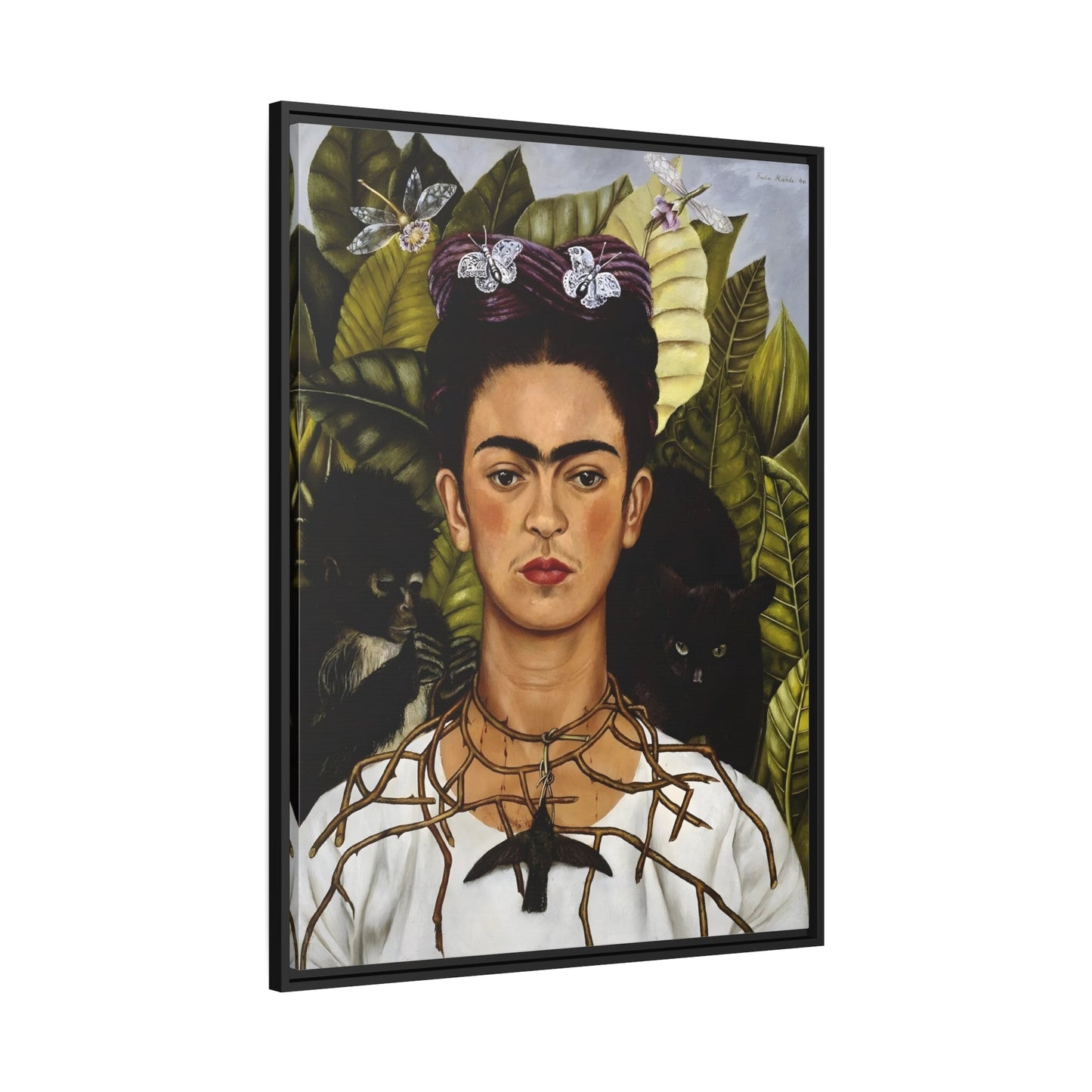 Famous Mexican Canvas Print in Exclusive Frame - Self-portrait Kahlo Wall Art Prints