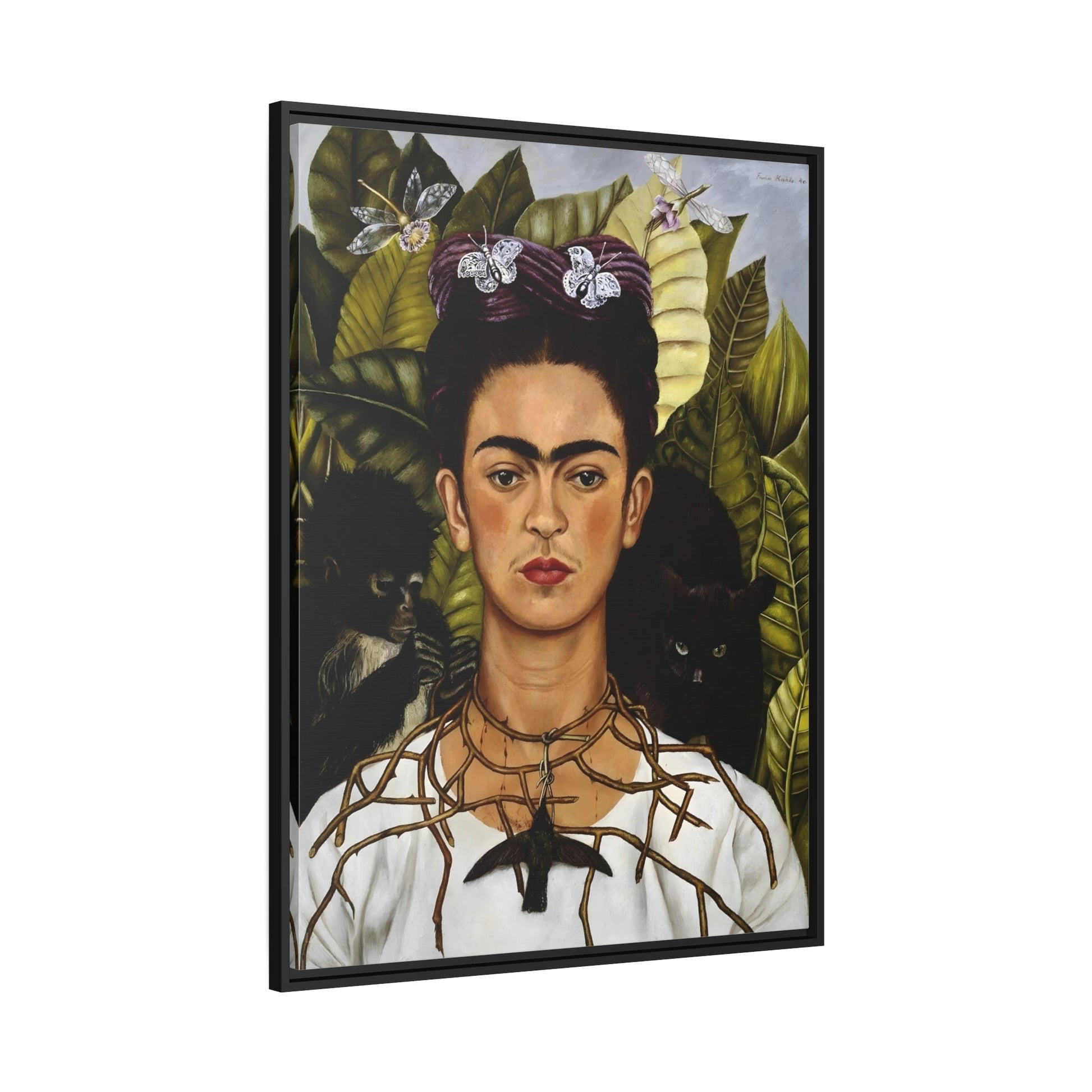 Famous Mexican Canvas Print in Exclusive Frame - Self-portrait Kahlo Wall Art Prints