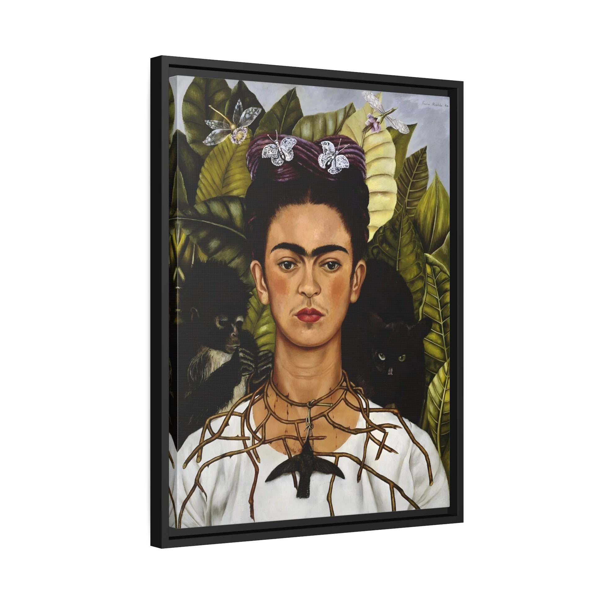 Famous Mexican Canvas Print in Exclusive Frame - Self-portrait Kahlo Wall Art Prints