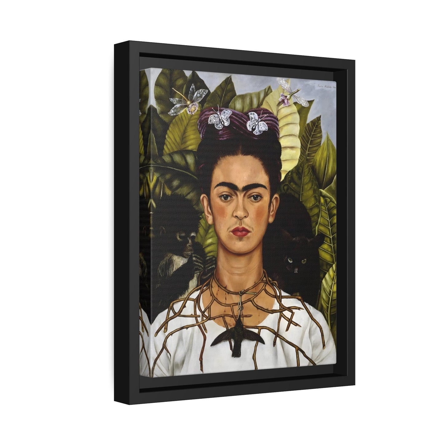 Famous Mexican Canvas Print in Exclusive Frame - Self-portrait Kahlo Wall Art Prints