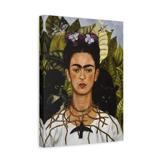 Famous Mexican Kahlo Canvas Print - Wall Art Thorn Necklace Hummingbird Prints