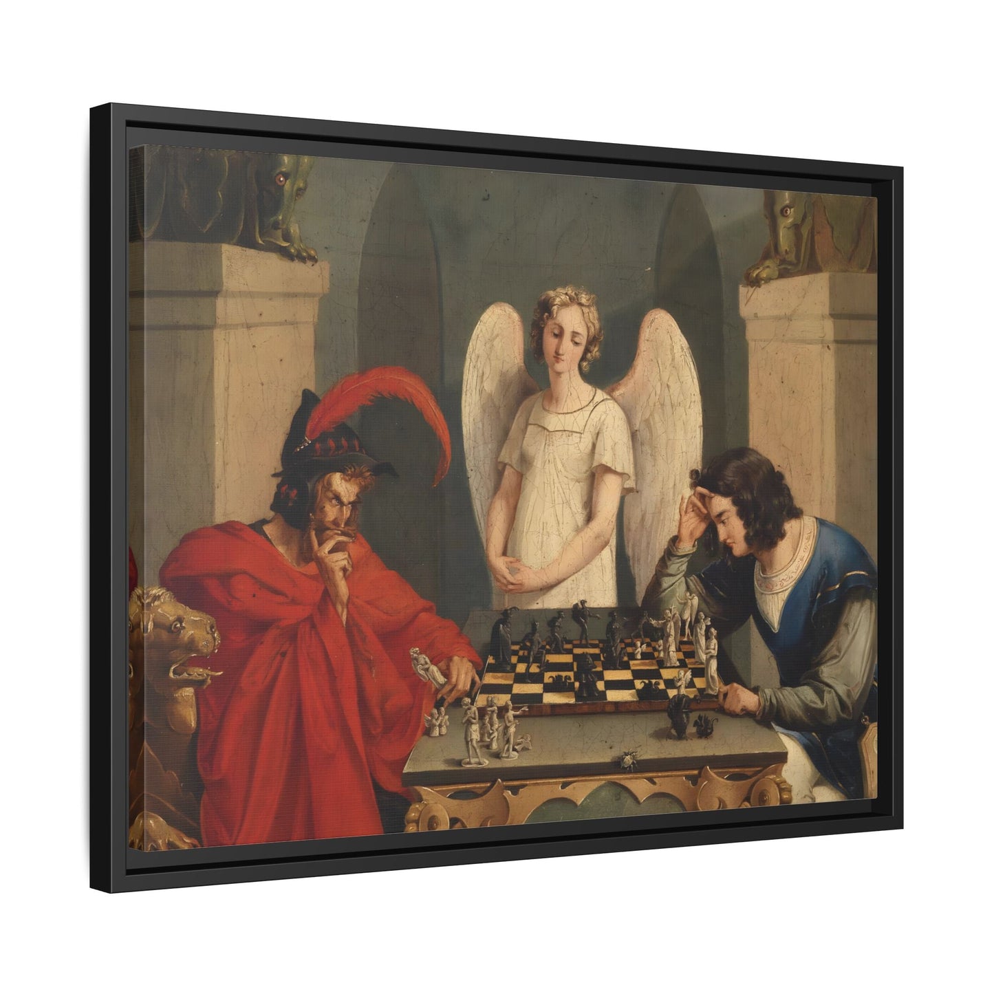 Faust and Mephistopheles Canvas Wall Art - Playing Chess Print - YesArtYes