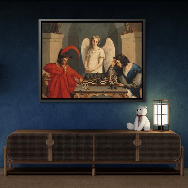 Faust and Mephistopheles Canvas Wall Art - Playing Chess Print - YesArtYes