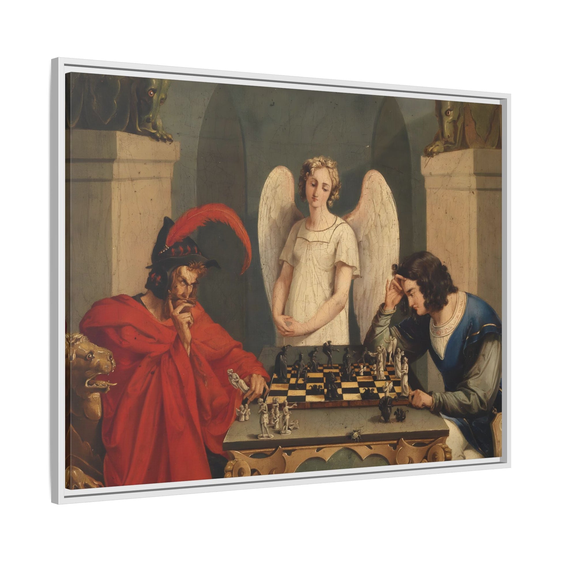 Faust and Mephistopheles Canvas Wall Art - Playing Chess Print - YesArtYes