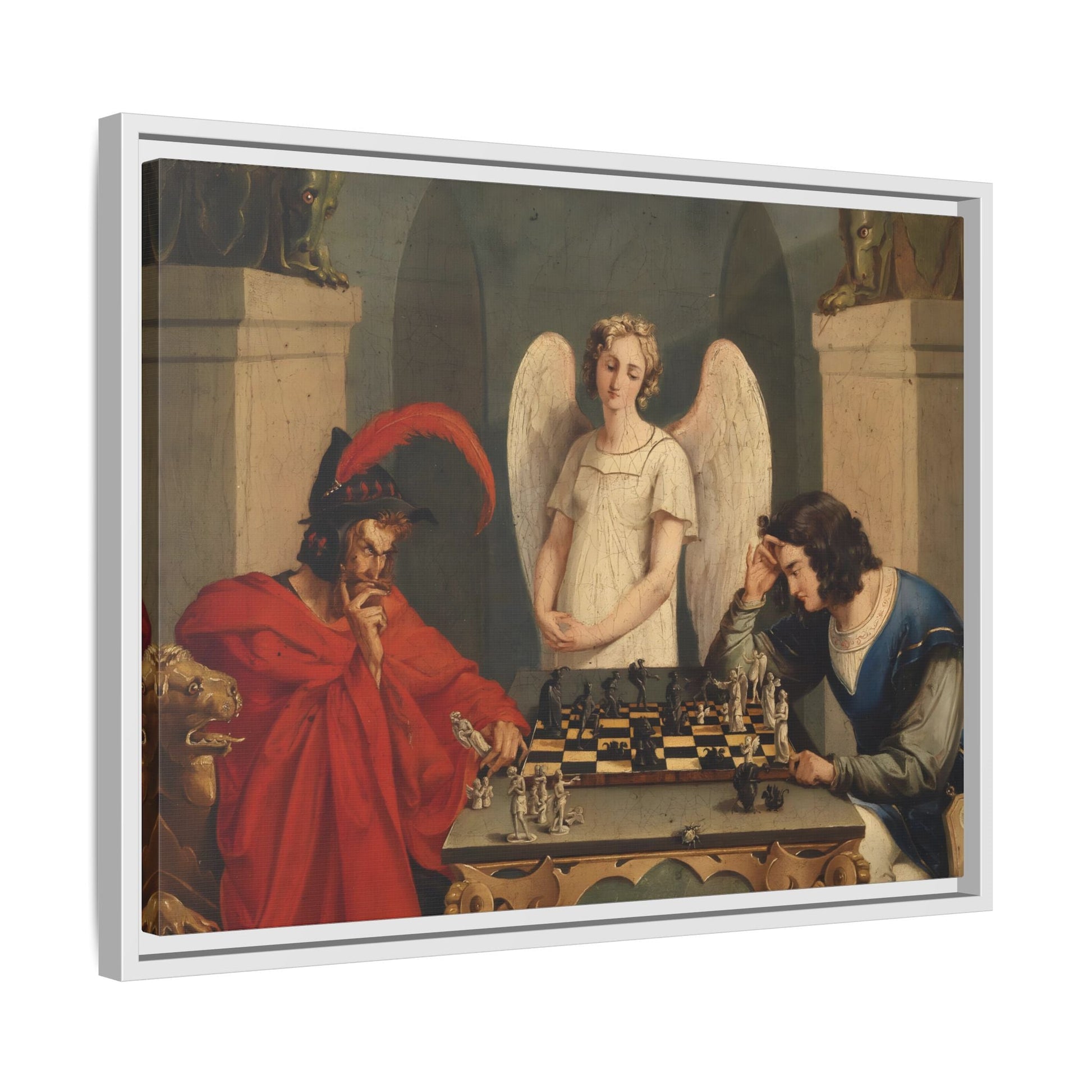 Faust and Mephistopheles Canvas Wall Art - Playing Chess Print - YesArtYes