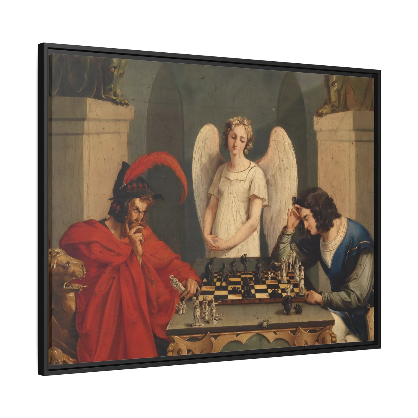 Faust and Mephistopheles Canvas Wall Art - Playing Chess Print - YesArtYes