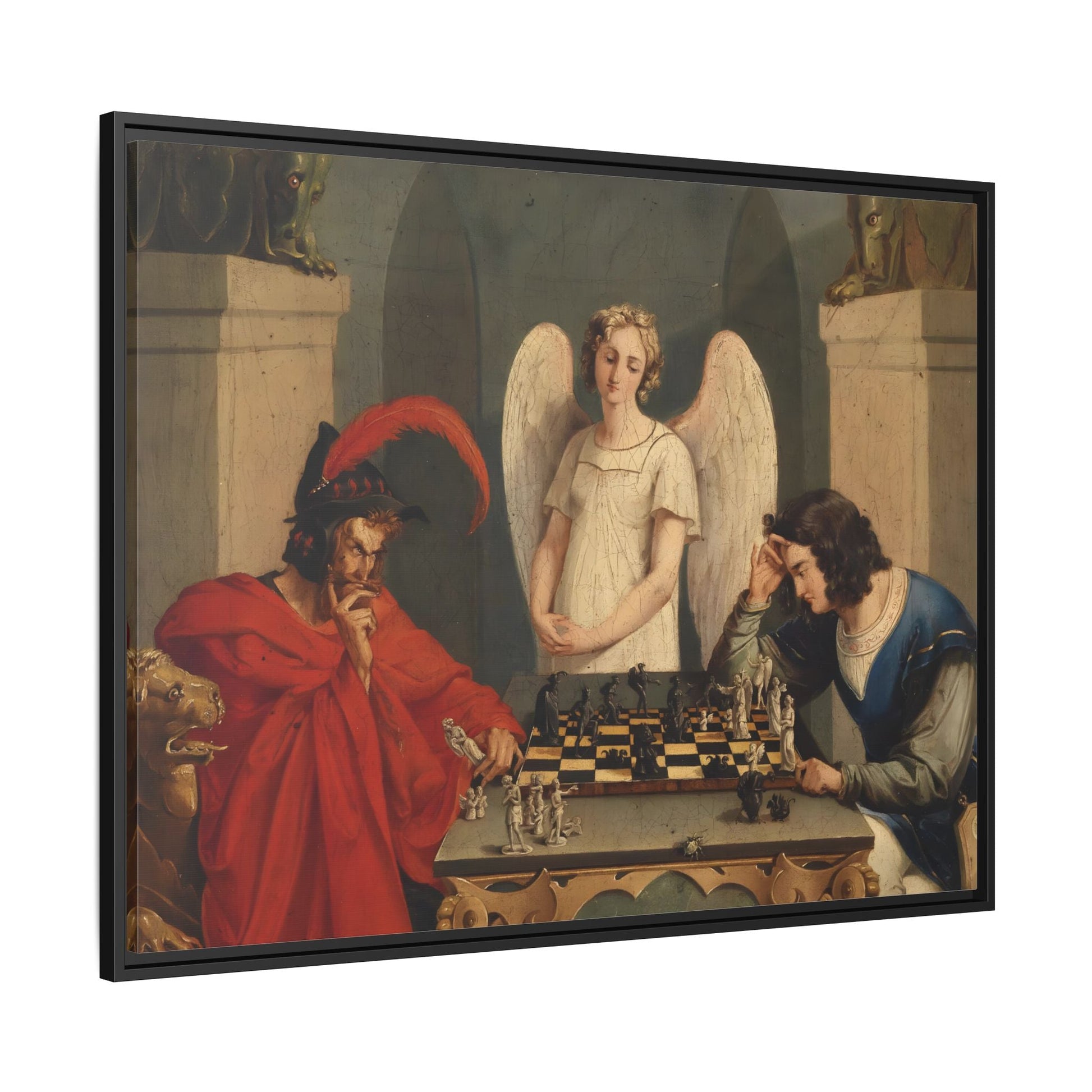 Faust and Mephistopheles Canvas Wall Art - Playing Chess Print - YesArtYes