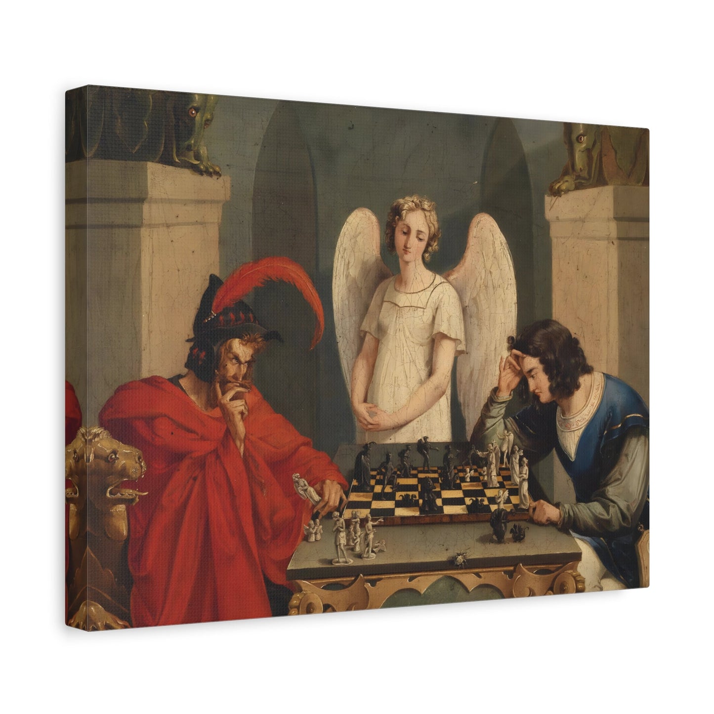 Faust and Mephistopheles Playing Chess Canvas Wall Art Print - YesArtYes