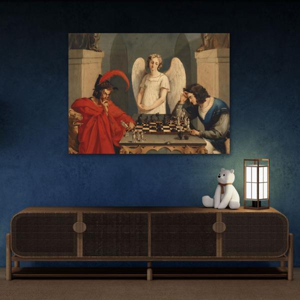 Faust and Mephistopheles Playing Chess Canvas Wall Art Print - YesArtYes