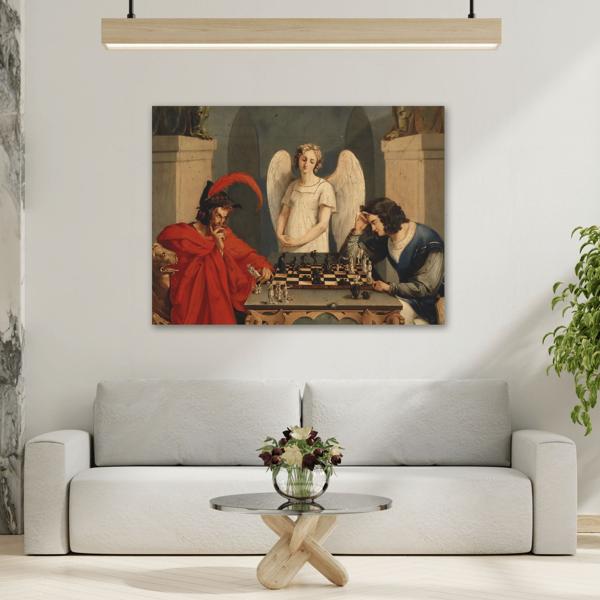 Faust and Mephistopheles Playing Chess Canvas Wall Art Print - YesArtYes
