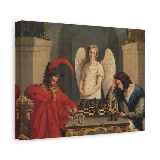 Faust and Mephistopheles Playing Chess Canvas Wall Art Print - YesArtYes