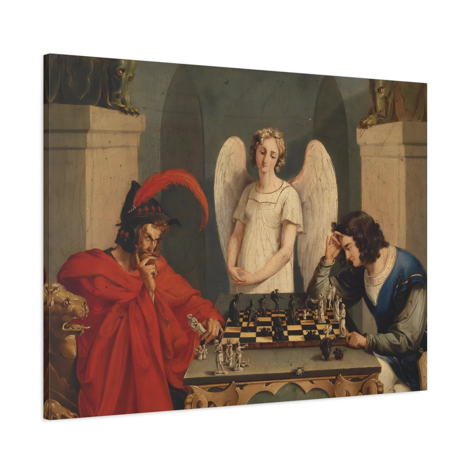 Faust and Mephistopheles Playing Chess Canvas Wall Art Print - YesArtYes