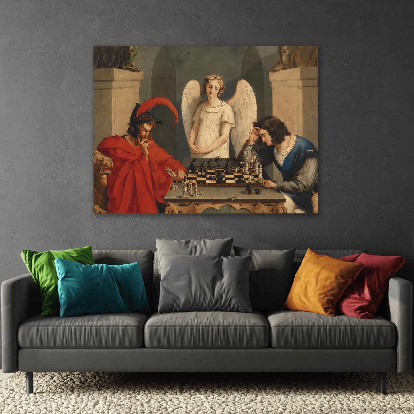 Faust and Mephistopheles Playing Chess - Canvas Wall Art Reproduction