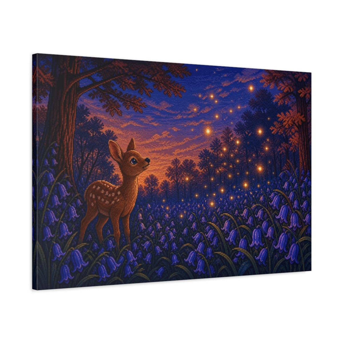 Main Mockup. Fawn Among Bluebells shown as canvas print