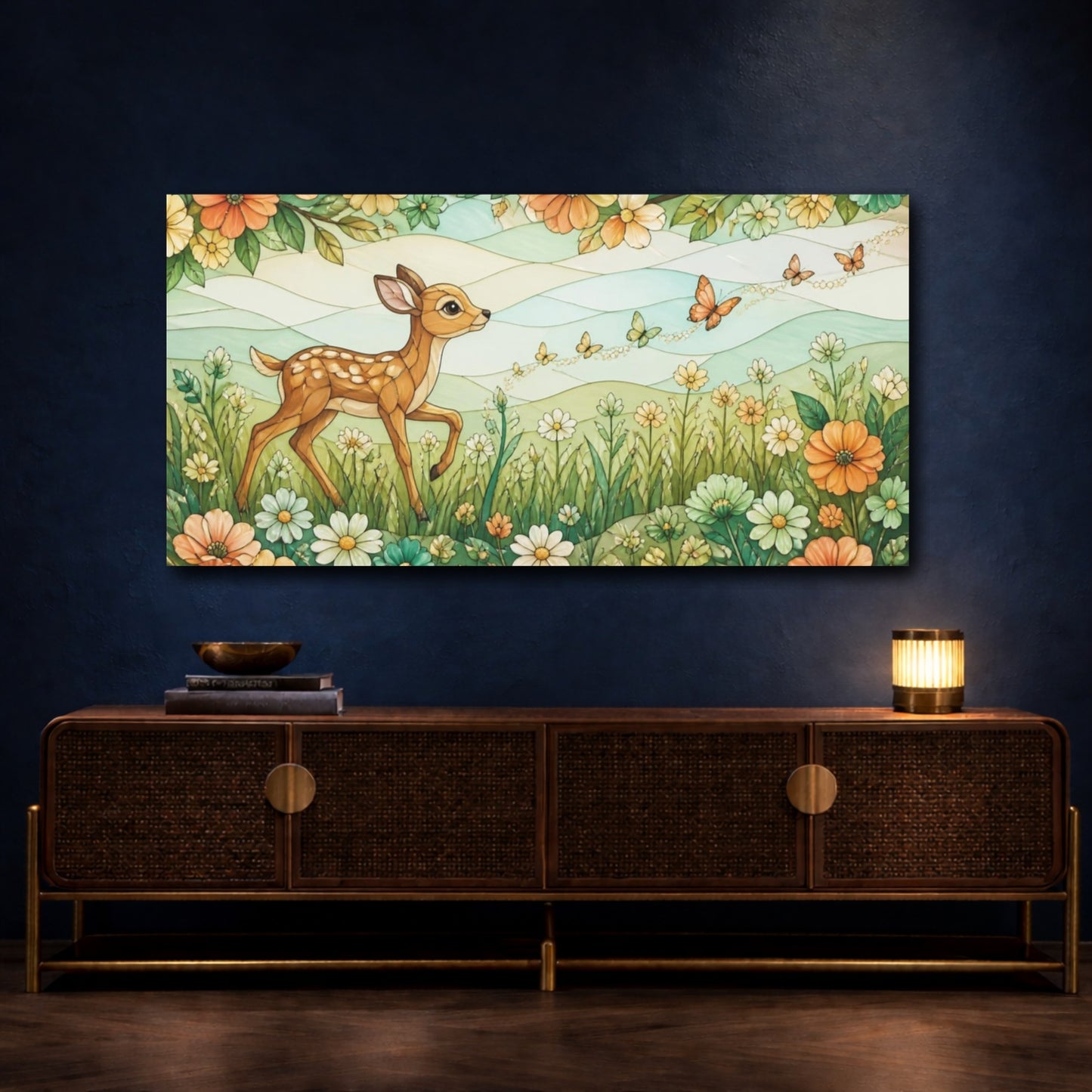 Mockup 4. Fawn Butterfly Trail For Kids shown as canvas print