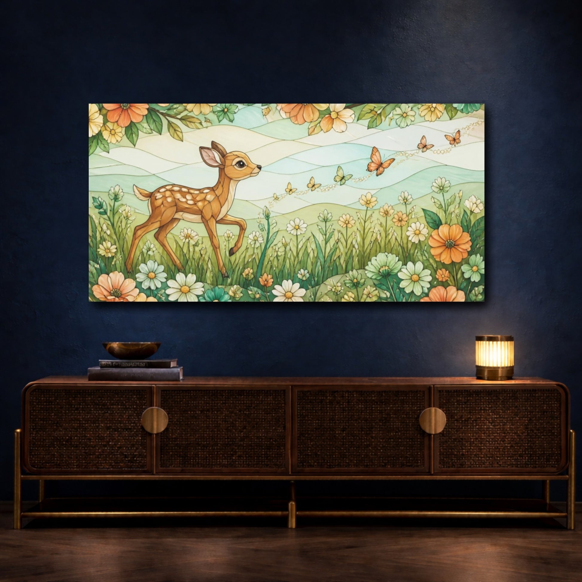 Mockup 4. Fawn Butterfly Trail For Kids shown as canvas print